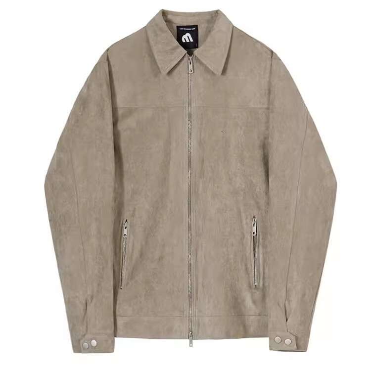 MYQ Men's Spring New Korean Edition Loose Trendy Casual Suede Short Collar Work Jacket