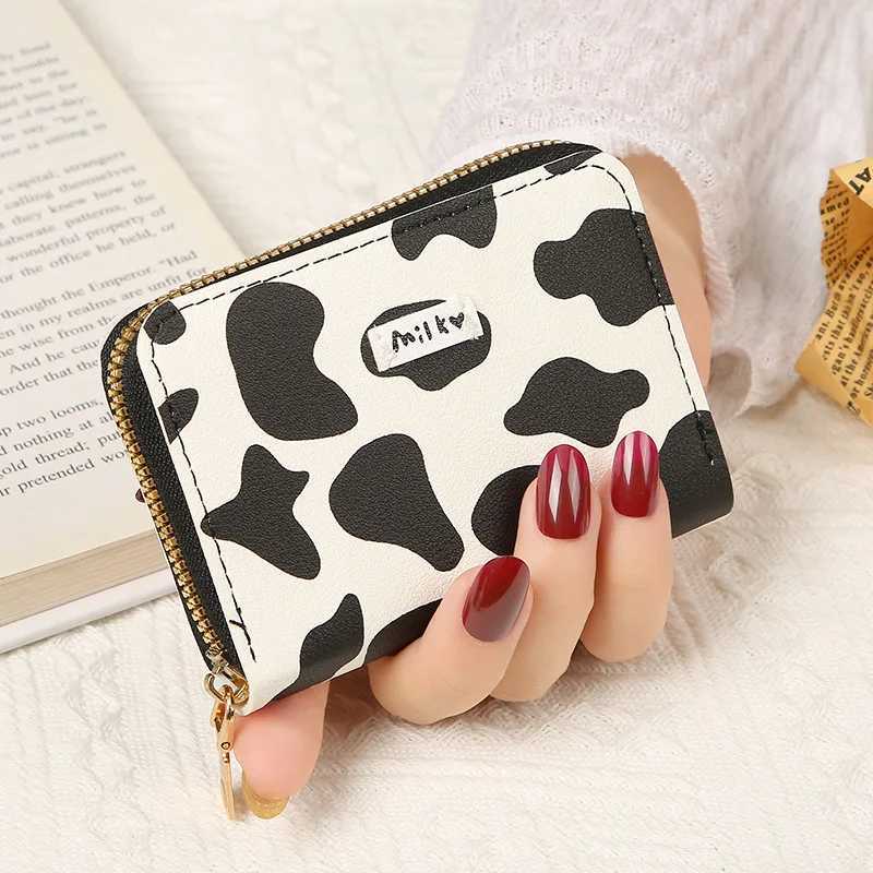 Cute Cow Pattern Coin Purse for Women Girls Card Wallet PU Leather Students Pocket Zipper Key Bag Carto Handbags Card HolderXJ241111