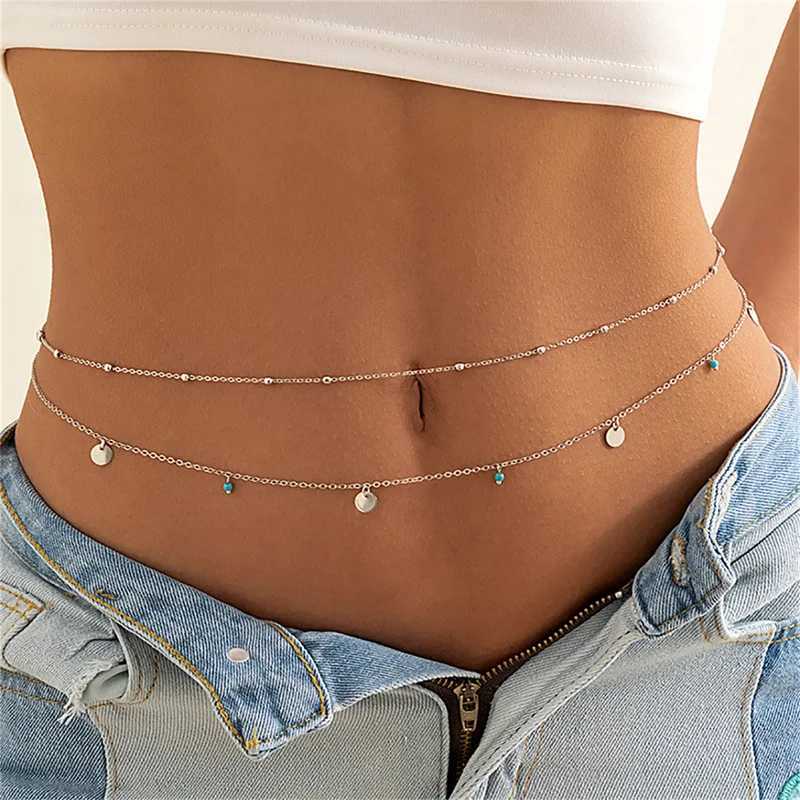 Summer Boho Multilayer Waist Beads Women Fashion Geometric Sequins Belly Chain Sexy Body Chain JewelryXJ250224