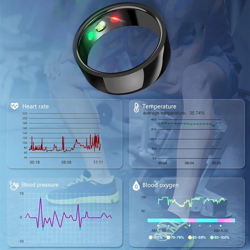 smart ring health monitor suitable for men women thermometers blood pressure heart rate sleep monitors IP68 iOS Android waterproof 240911