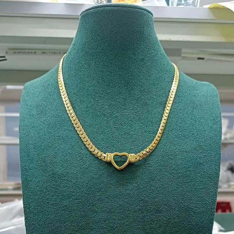 3316L Stainless Steel Fashion Fine Jewelry Vintage Minimalism Lovers Love Heart Cuban Chain Choker Necklaces Pendants For WomenX240910