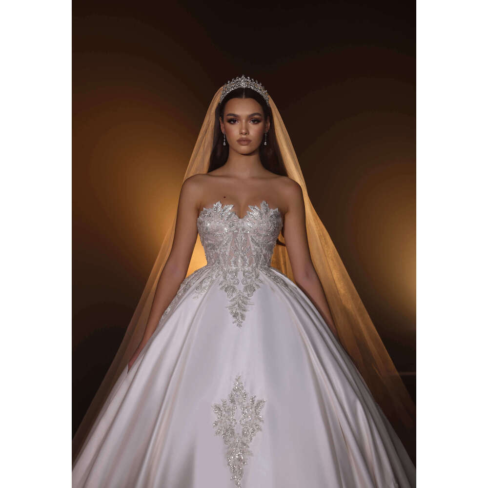 Dresses Illusion Ball Gown Sweetheart Appliques Lace Or Length Bride Wedding Dress Vestido De Novia Custom Made