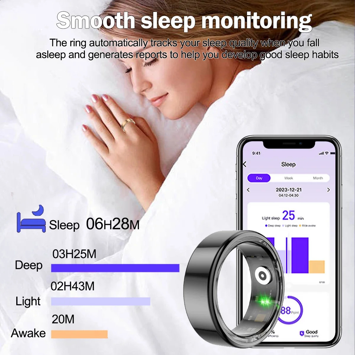 Smart Ring Smart R02 Health Monitoring IP68 Waterproof Multi sport Mode Bluetooth Sleep Tracker Finger Ring 240911