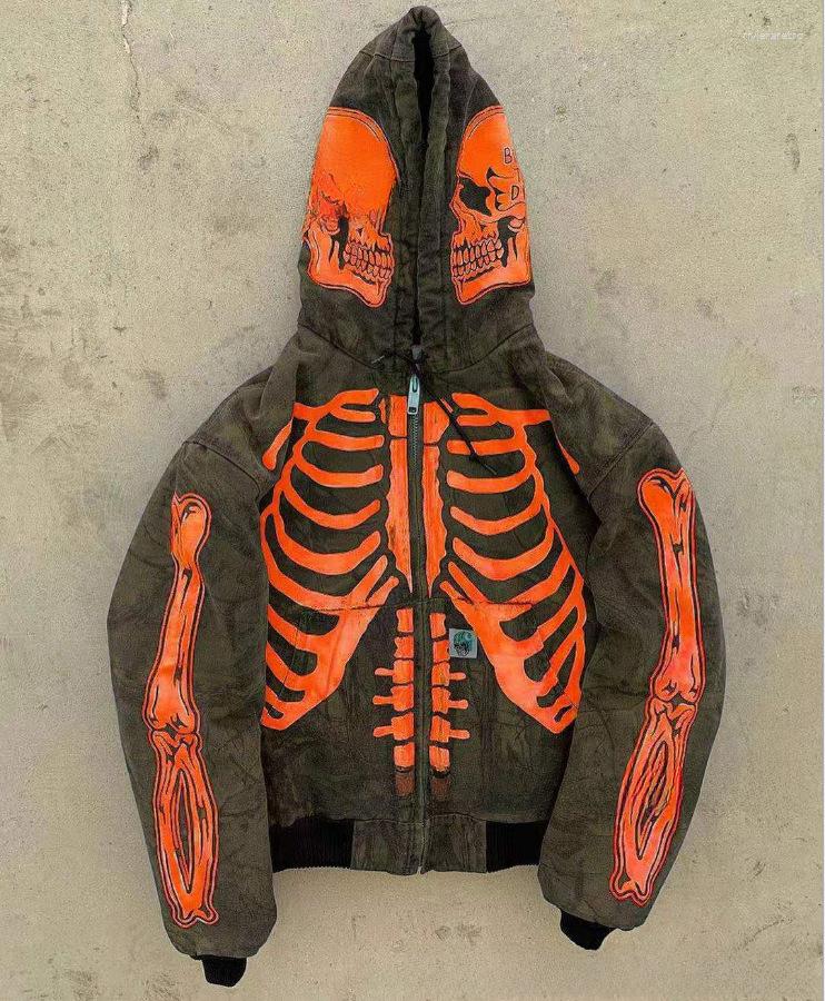Men's Hoodies Spot Big Promotion Halloween 2024 Autumn And Winter Sweater Cross-border Amazon Skull Long Sleeve Hooded Cardigan