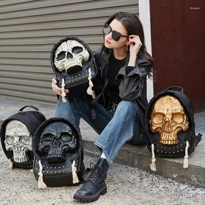 Backpack 3D Skull Halloween Full Face Protection Riveted Mask Waterproof Computer Unisex Personalized Bag 15dc 4