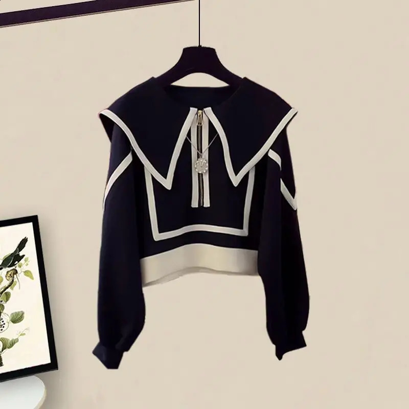 Autumn Outfit Set 2024 Stylish Korean Version Lapel Sweatshirt Slimming Versatile Loose Casual Pants Twopiece 240905