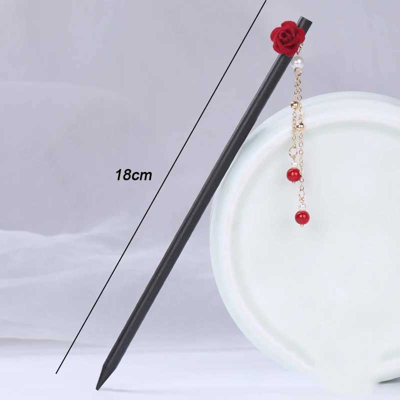 Vintage Wood Flower Tassel Hairpin For Women Girl Antique Hair Stick Hair Clip Costume Chinese Hanfu Hair Accessories Hair PinsX2409