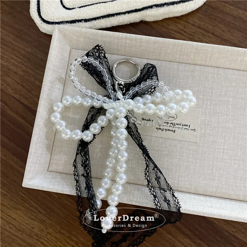 1 piece of lace pendant for womens fashionable bow ribbon keychain charm bag wallet accessories 240910 zhanyishengli