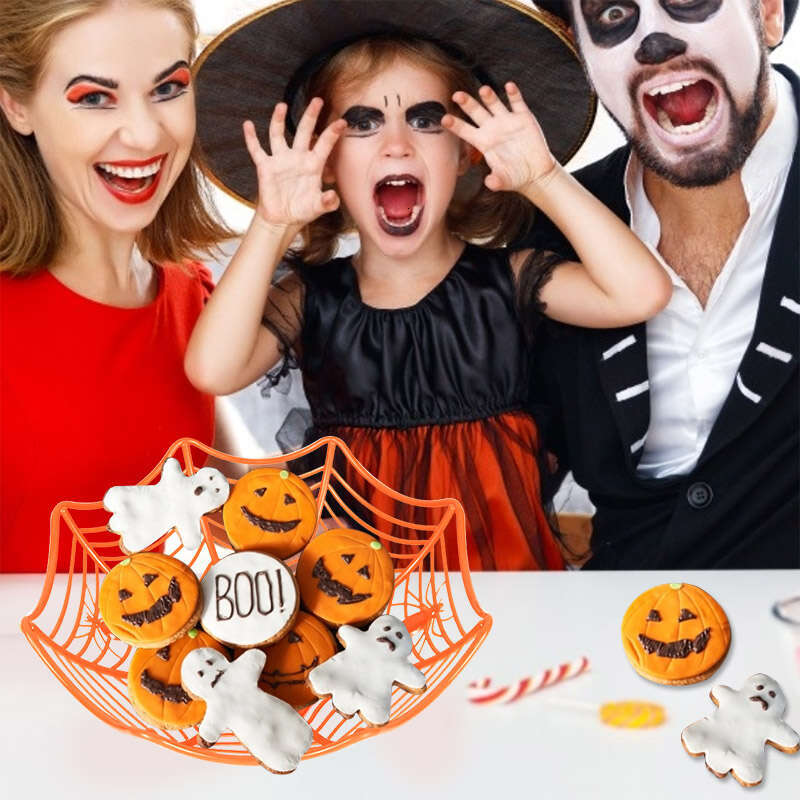 Halloween Black Spider Web Bowl Fruit Plate Candy Biscuit Basket Trick Or Treat Halloween Party Decoration Supplies Kids Gift E07