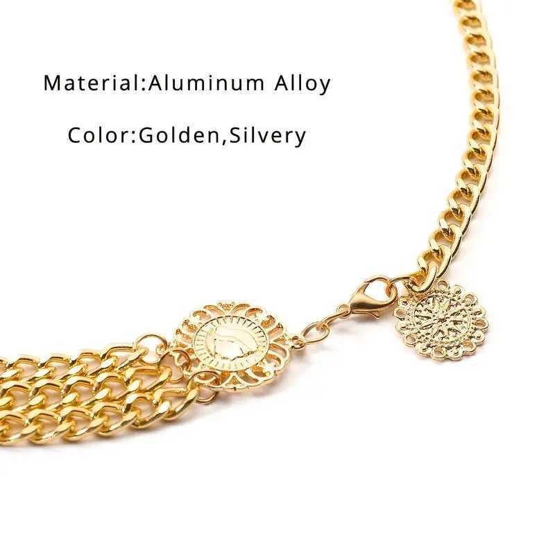 Ladies Simple Layered Chain with Gold Silver Metal Waist Chain Elegant Body Jewelry Dress ChainX2409