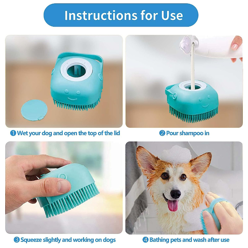 Pet Dog Shampoo Brush Cat Massage Comb Grooming Scrubber for Bathing Short Hair Soft Silicone Rubber Pet Shower Accessories
