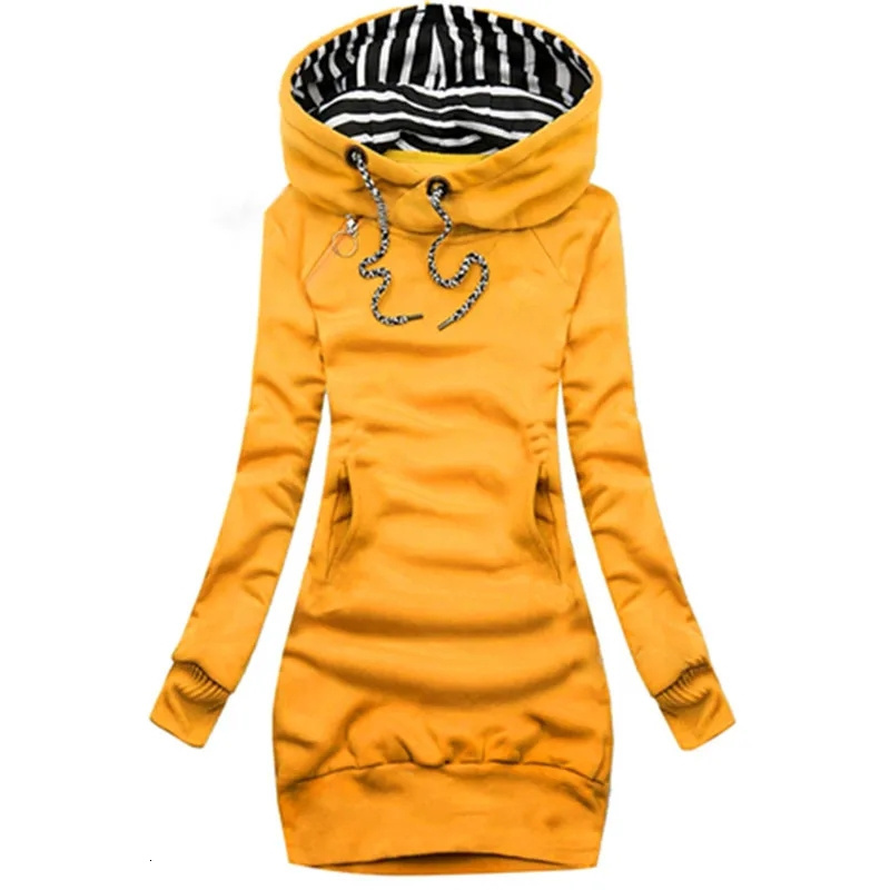 Autumn Winter Women Dresses Fashion Long Sleeve Hoodie Dress Casual Hooded Dresses for Women Pullover Long Sweatshirt