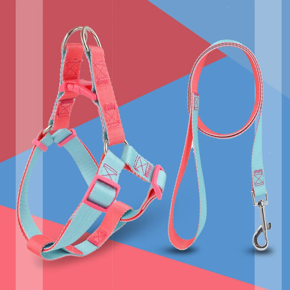 Macaron Dog Harness and Leash Set Vest Style Outdoor Dog Leash Adjustable Small and Medium Dog Harness and Leashes Pet Supplies