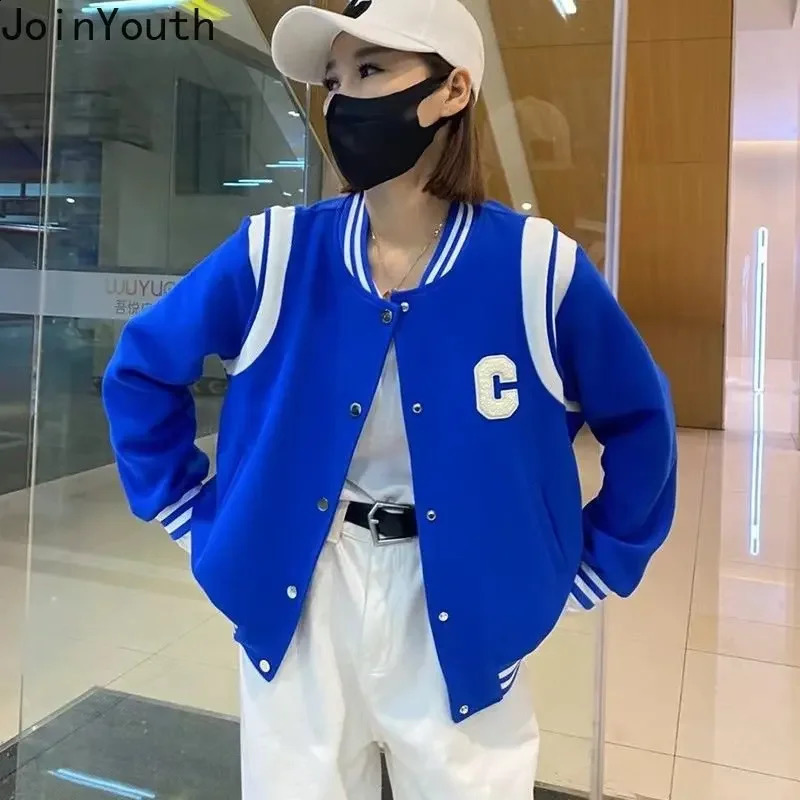 Womens Clothing Fashion Jacket Womens Thick Casual Red Baseball Uniform Ropa Mujer Loose Korean Oversized Coat Y2k Top 240910