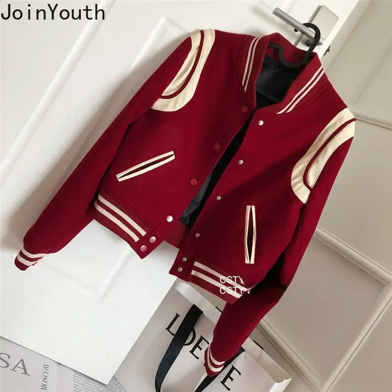 Womens Clothing Fashion Jacket Womens Thick Casual Red Baseball Uniform Ropa Mujer Loose Korean Oversized Coat Y2k Top 240910