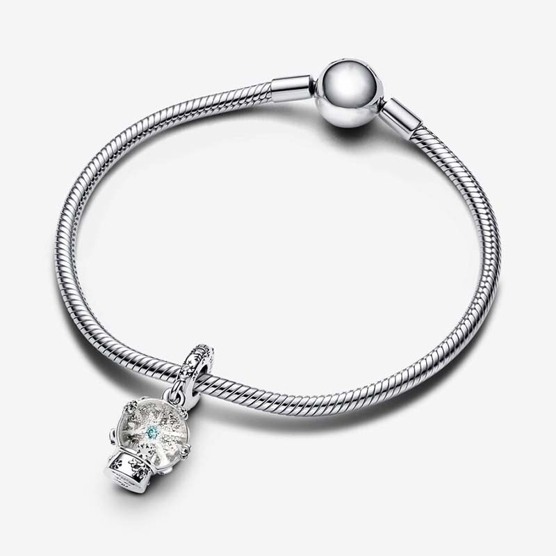 Snowflake Snow Globe Dangle Charm 925 Sterling Silver Logo Charms Set Bracelet Bangle DIY Making Components Pendant Charm With Luxurious Retail Box W