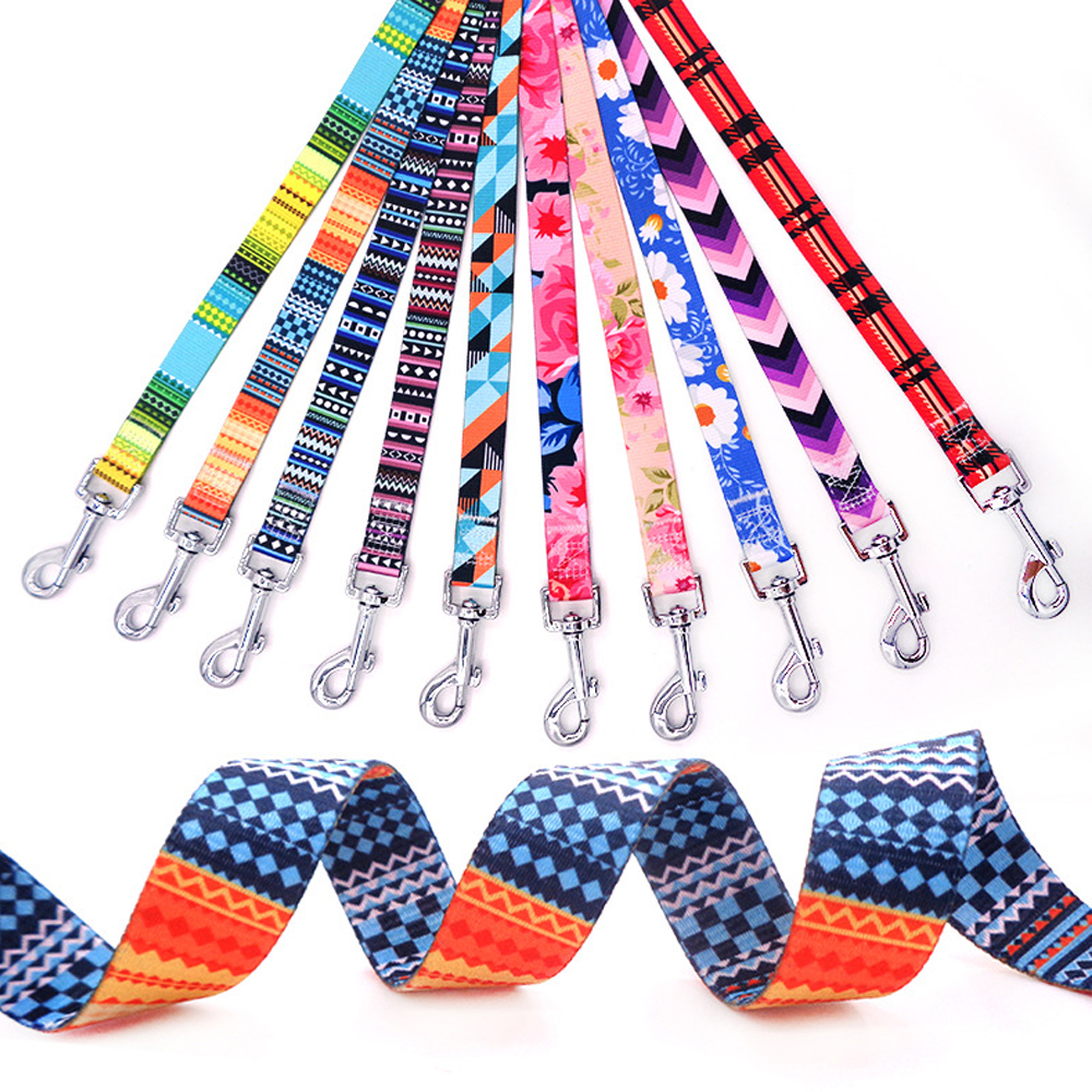 Multicolor Dog Leash Nylon Tribal Pattern Durable Cat Pet Leashes for Small Medium Large Dogs Puppy Lead 120cm Long for Walking