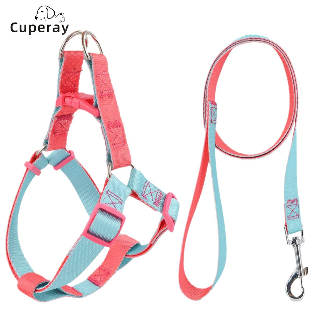 Macaron Dog Harness and Leash Set Vest Style Outdoor Dog Leash Adjustable Small and Medium Dog Harness and Leashes Pet Supplies