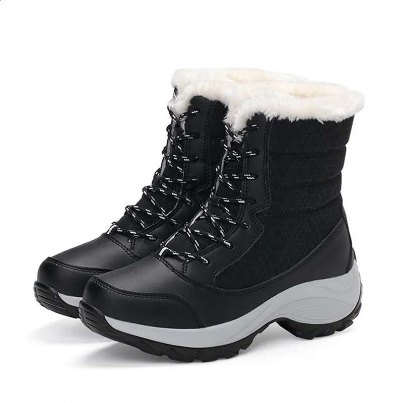 Snow boots for women woolen leather shoes for women platform boots plush boots to keep warm womens boots flat plus size Botas unprinted winter shoes 2