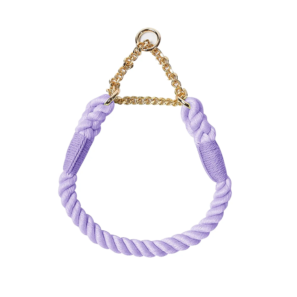 Dog Collar with Stainless Steel Chain and Braided Cotton Rope,Adjustable No Pull Training Collar,for Small Medium,and Large Dogs