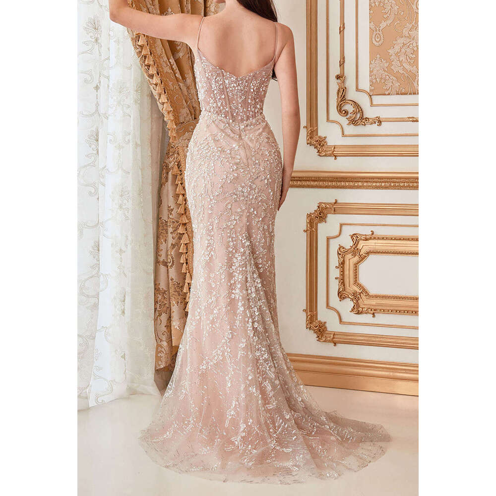 Princess Evening Dresses Mermaid Spaghetti Strap Applique Lace Sweep Court Gown Party Dress Vestido De Noite Custom Made 0228Lz