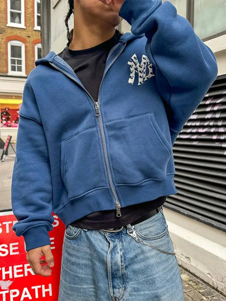 Casual mens letter printed hoodie sweater autumn long sleeved zipper rhinestone hoodie mens street pocket jacket 240910