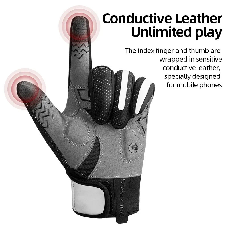 ROCKBROS Warm Mens Cycling Heated Gloves for Ski USB Rechargeable Motorcycle Gloves Full Finger Thermal Winter Glove Breathable 240906