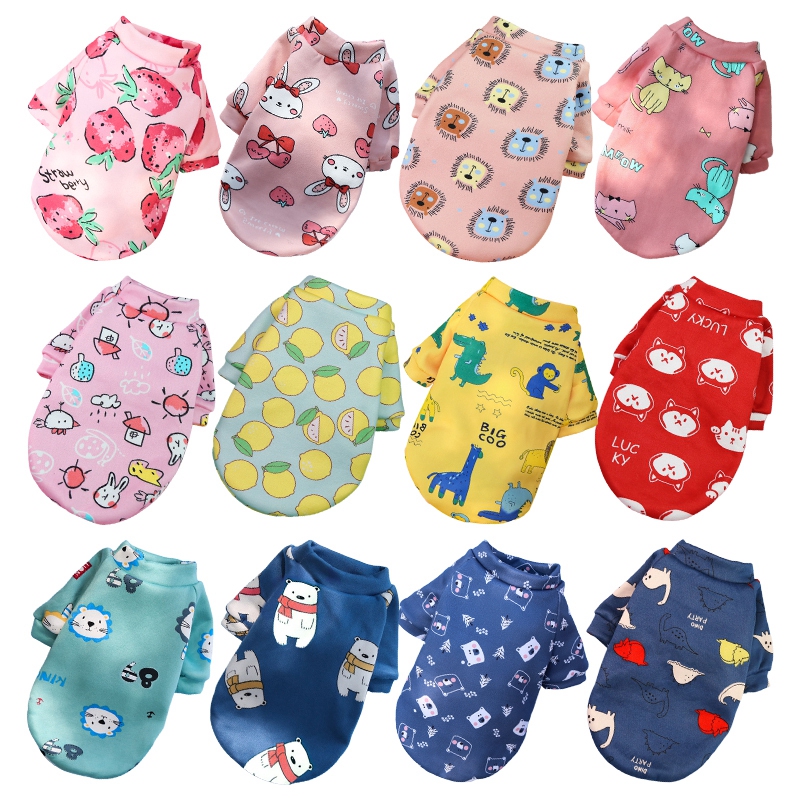 Autumn Winter Pet Dog Clothes Cartoon Dog Vest Soft Dog Vest Dogs French Bulldog Coat Sweatshirt Puppy Cats Coat Yorkie Clothing