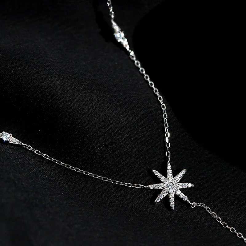New 925 Sterling Silver Eight pointed star Pendent Necklace For Women Charm Choker Boho Fashion Wedding Party JewelryXJ250114