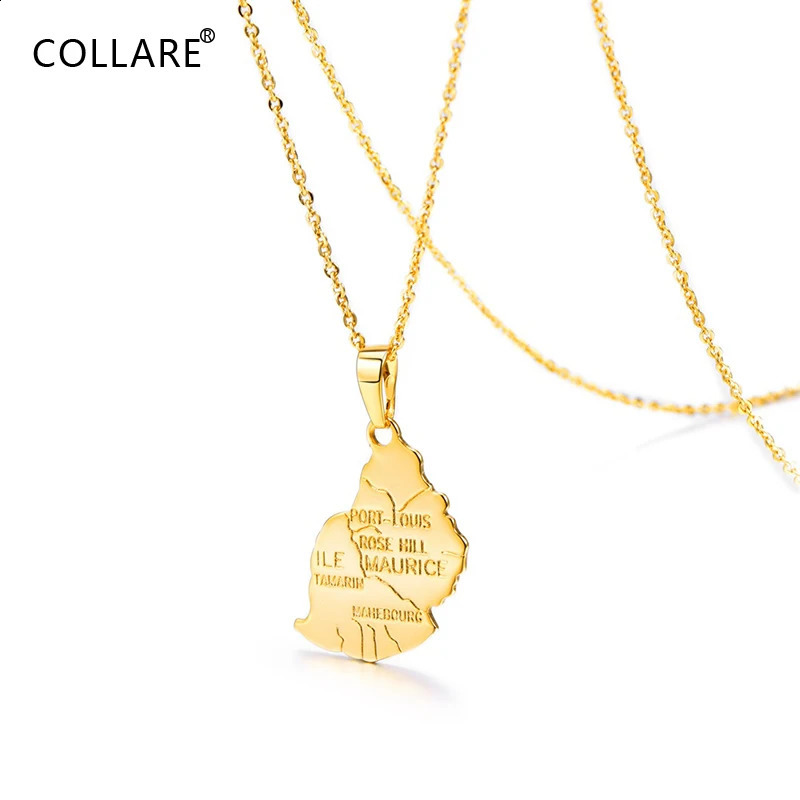 ChainsPro Mauritius Jewelry Map Mens Ile Maurice Pendant Gold Mauritius Republic Map Necklace Womens Jewelry P643 240911