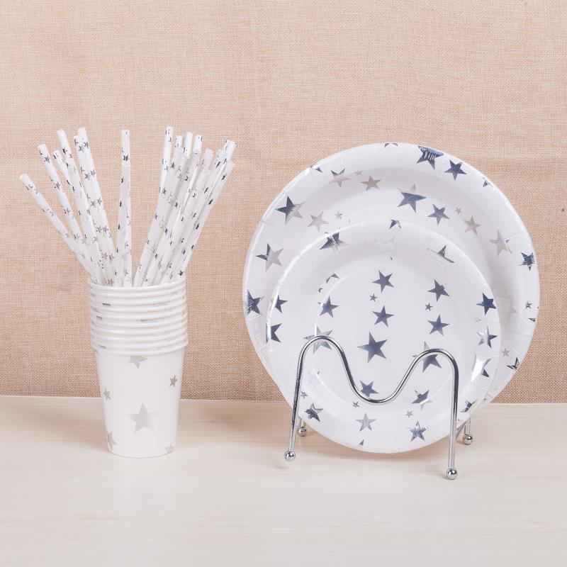 Hot sale disposable paper discs paper tableware party supplies hot stamping discs 100 pieces each