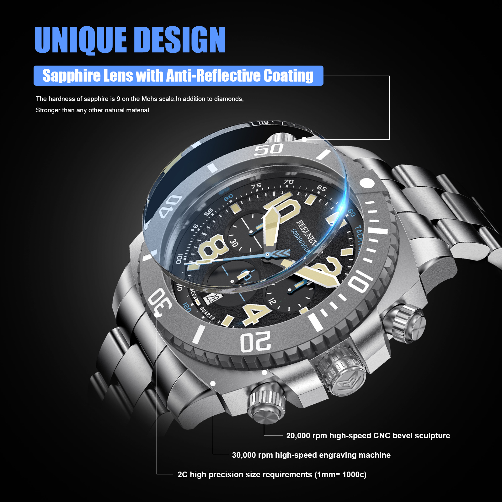 LIGE Business Men's Mechanical Watch Simple Multi functional Night Light Waterproof High end Feeling Watch