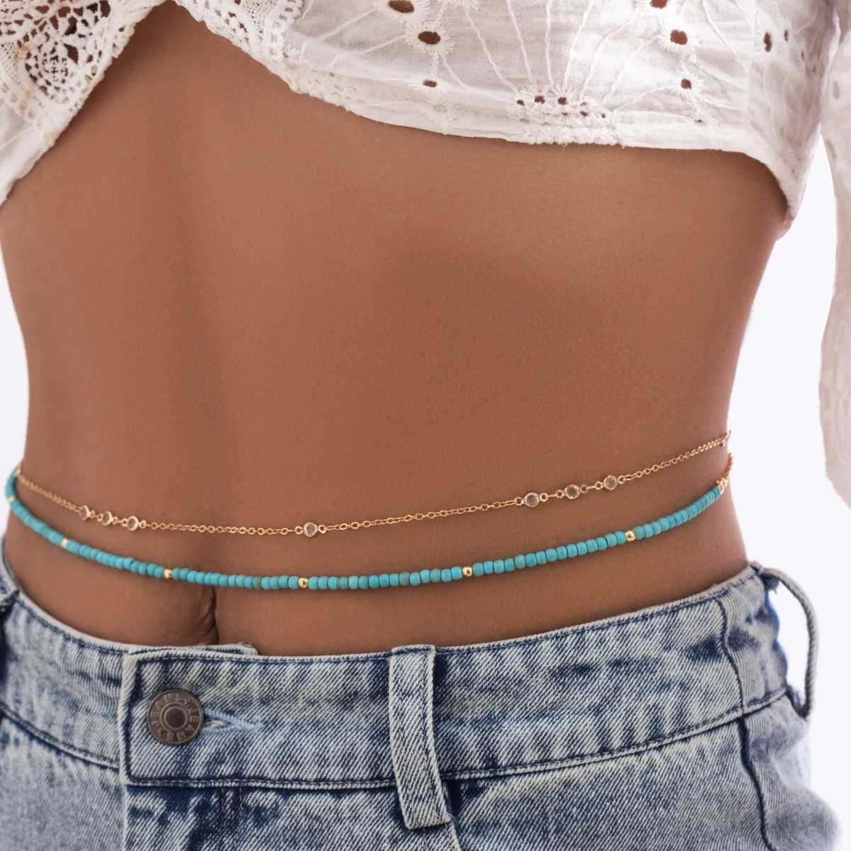 PuRui Bohemia Zircon Waist Chain Natural Stone Beaded Belly Chain for Women Sexy Trendy Body Jewelry Summer Bikini Beach GiftsX240911