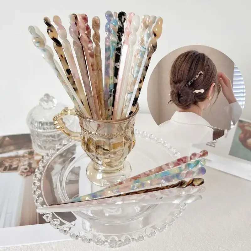 Fashion Chinese Style Hair Sticks Vintage Acetate Chopstick Women Hairpins Clips Wedding Jewelry Girl Beauty Styling AccessoriesX2409