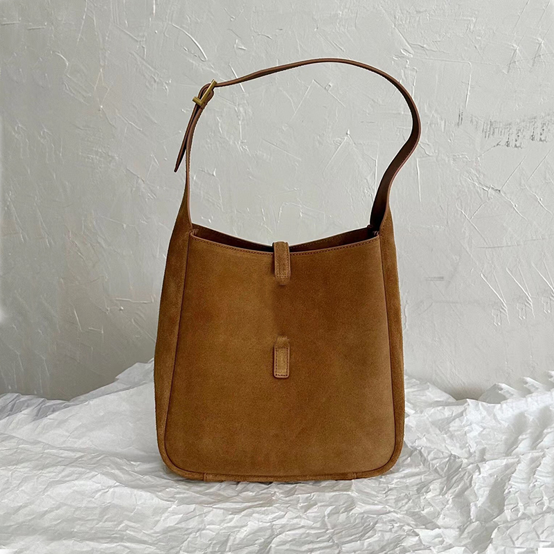 Designer Suede Bag Soft Leather Womens Fashion Shoulder Bag Bucket Totes Mini Brown Handbags with Coin Purses