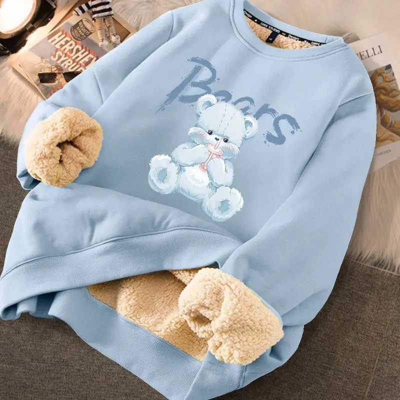 Women Autumn Sweatshirts Warm Thicken Fleece Hoodies Cute Printed Casual Loose Thermal Sweatshirts For Women 2024 WinterX241016