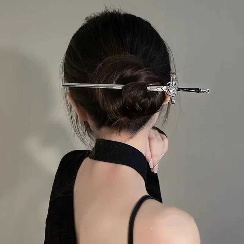 Vintage Punk Metal Sword Hairpin Chinese Simple Hair Sticks for Women DIY Hairstyle Hair Dish Hair Accessories Trendy HairStickX2409