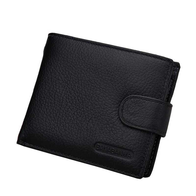 Leather mens wallet short clip soft leather mens wallet multi card position zipper mens wallet Z250411