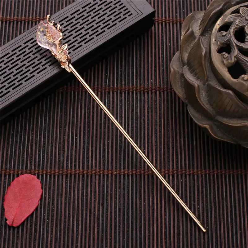Vintage Chinese Style Hanfu Hair Stick Women Metal Glaze Hair Fork Hair Chopsticks Hairpin Woman Jewelry Clip AccessoriesX2409