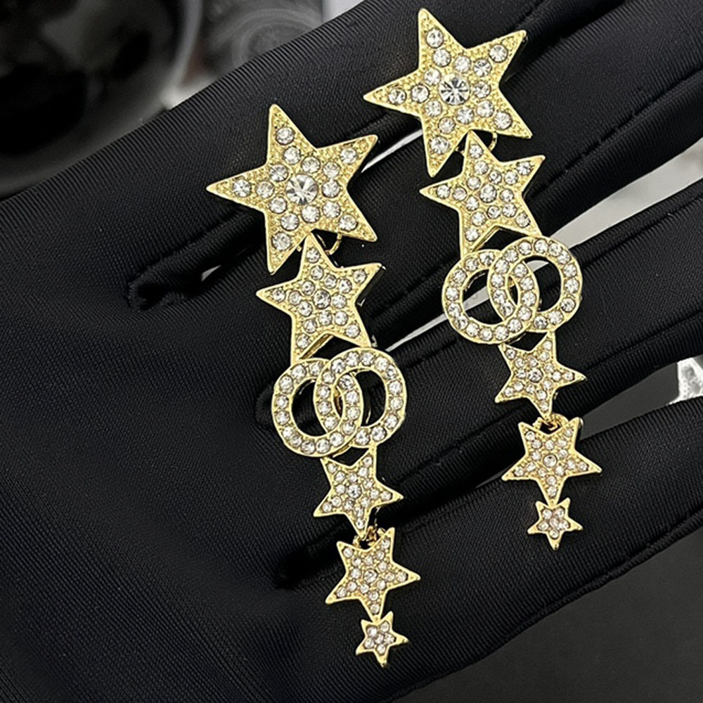 High Quality Never Fade Stainless Steel Dangle Stud Designer Earrings 18K Gold Plated Geometry Star Letter Eardrop Wedding Jewelry Accessories
