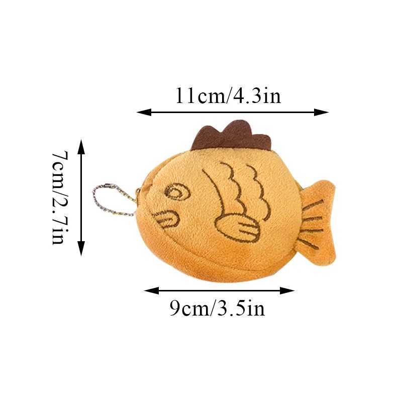 New Japan Foods Cute Plush Snapper Fish Doll Coin Purse Wristlet Bag Mini Cute Zipper Girl Coin Wallet Cable Headset Bag INSXJ241111