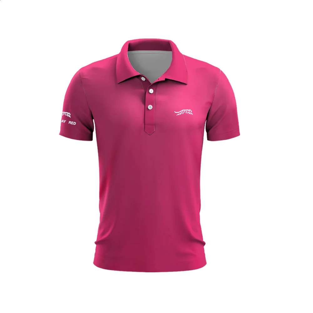 Tiger Woods Golf Sun Day Red Dense Polka Dot Mens Summer TShirt Top Quick Dry Club Button Polo Shirt 240910