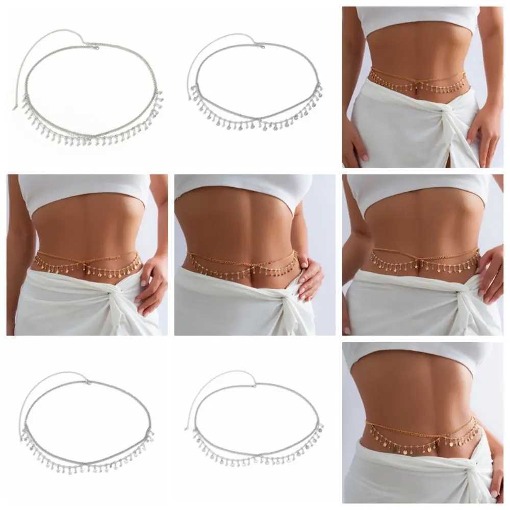 Egant Tassel Rhinestone Star Waist Belly Chain Geometric Shell Iron Chain Body Jewelry WomenXJ250224
