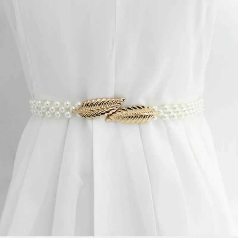 Pearl waist chain for Wens decoration high-end Rhinestone pearl belt fashionable and sweet dress elastic waist chain X250410