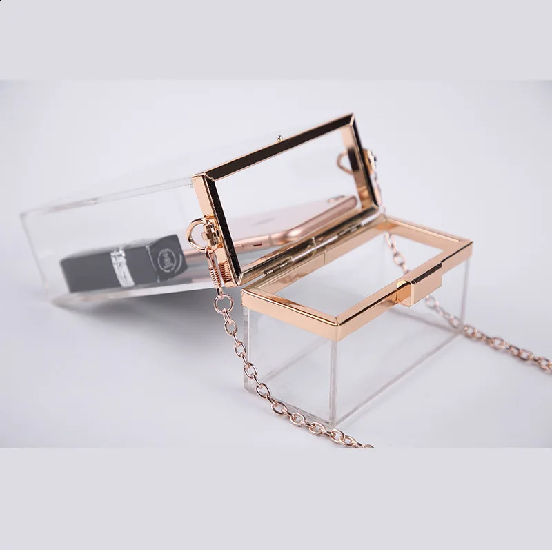 Acrylic Transparent Box Chain Crossbody Evening party Clutch Clear Bags For Women Ladies New Small Purses and Handbags sac 240906