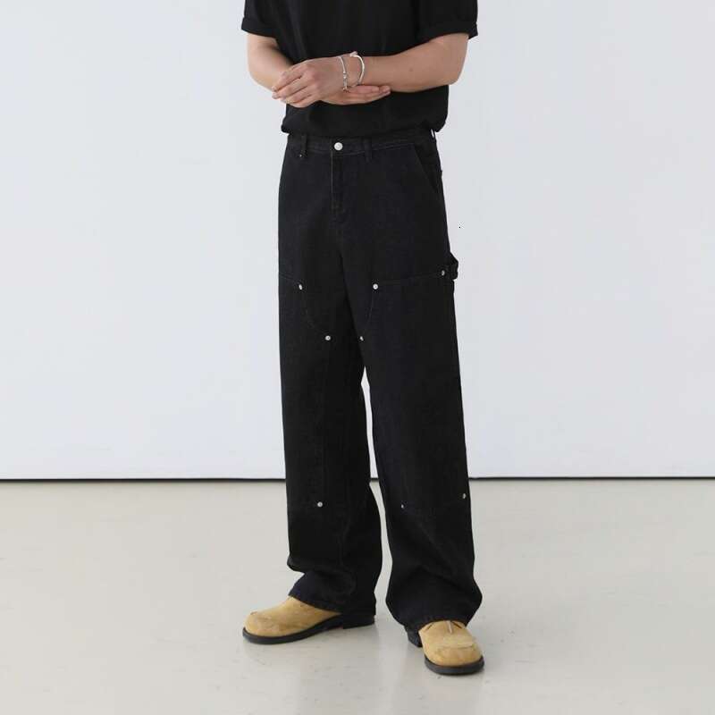 MYQ design sense niche straight jeans spring and summer loose Korean version trendy wide leg casual pants