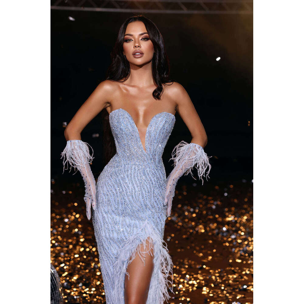 Elegant Evening Dresses Mermaid Sweetheart Split Sequined Backless Court Gown Party dresses Vestido De Noite Custom Made