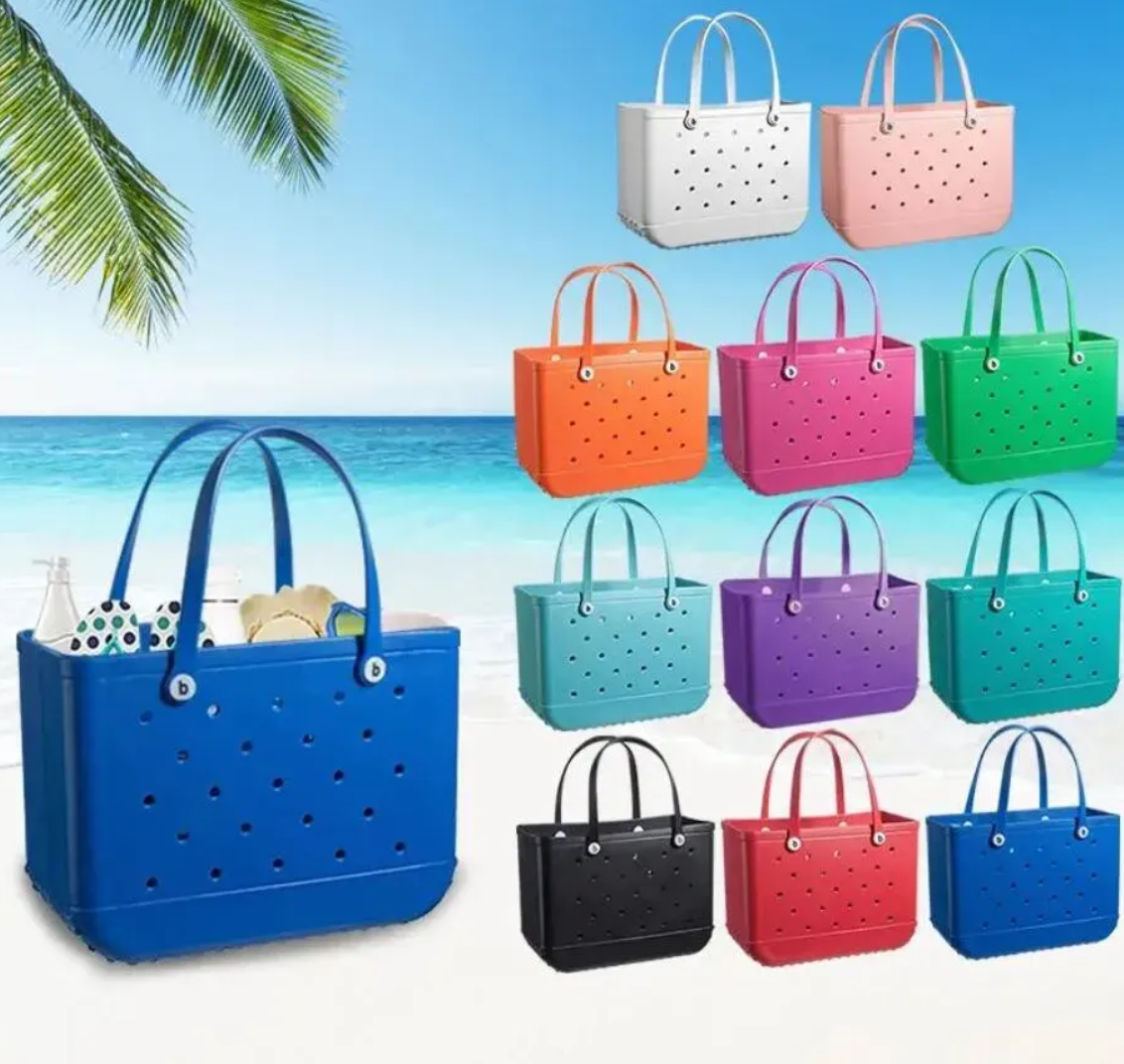 Shopping Extras Large Silicon Tote Bag Rubber With Holes Bog Bags XL Handbag Designer 1104