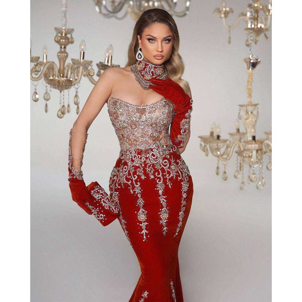 Evening Gorgeous Dresses Mermaid Strapless Rhies Crystals Backless Prom Gown Party Dress Vestido De Noite Custom Made