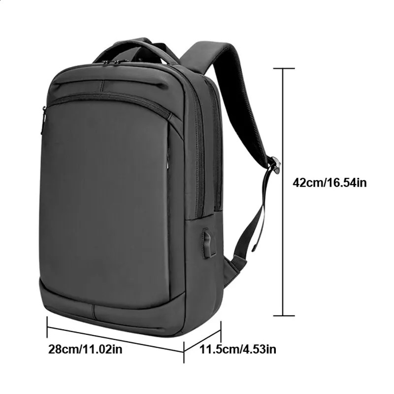 High quality PU cover black gray high school use 16.5-inch travel business USB laptop backpack ww 240914